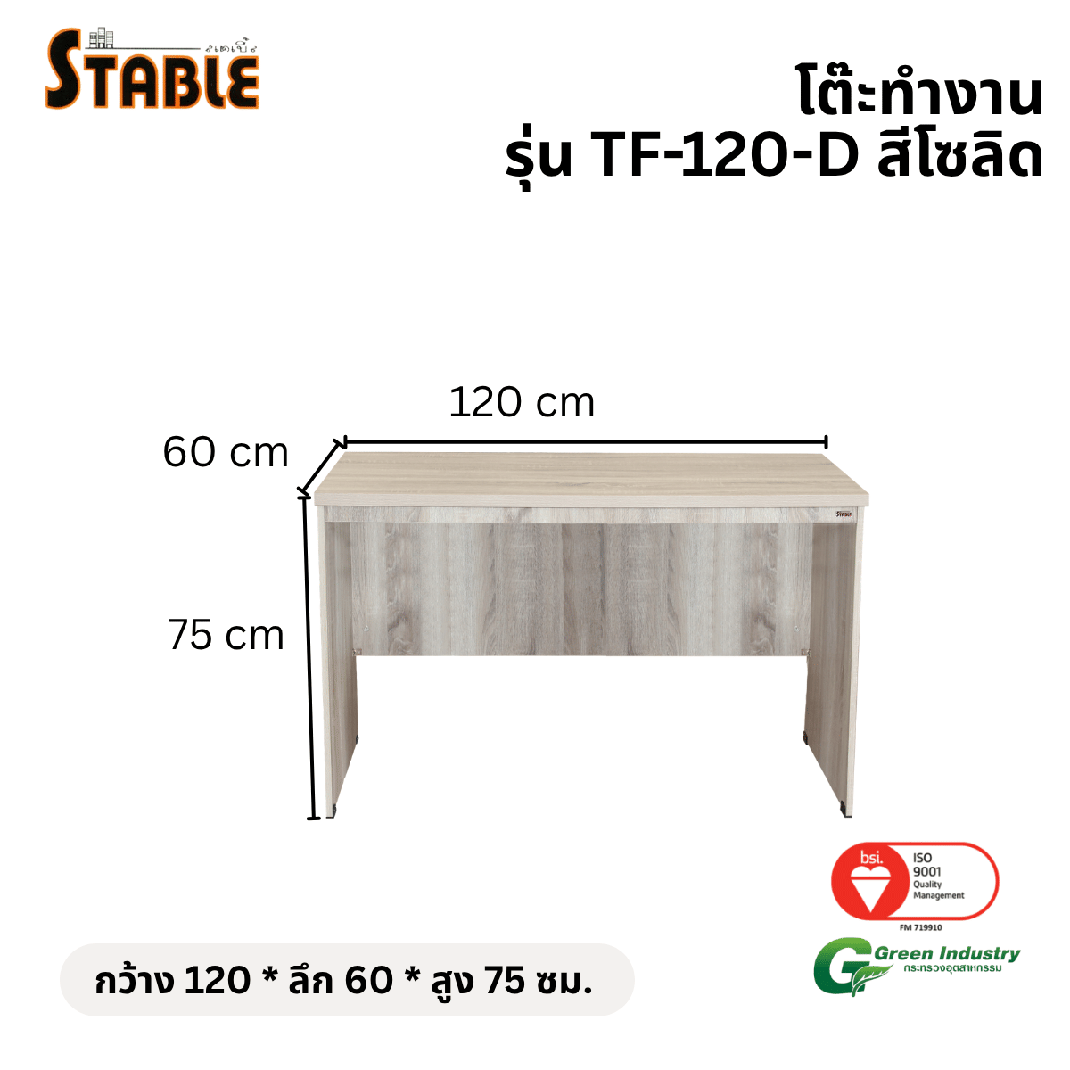 โต๊ะทำงานไม้ STABLE รุ่น TF-120-D 120 ซม. สีโซลิด_1